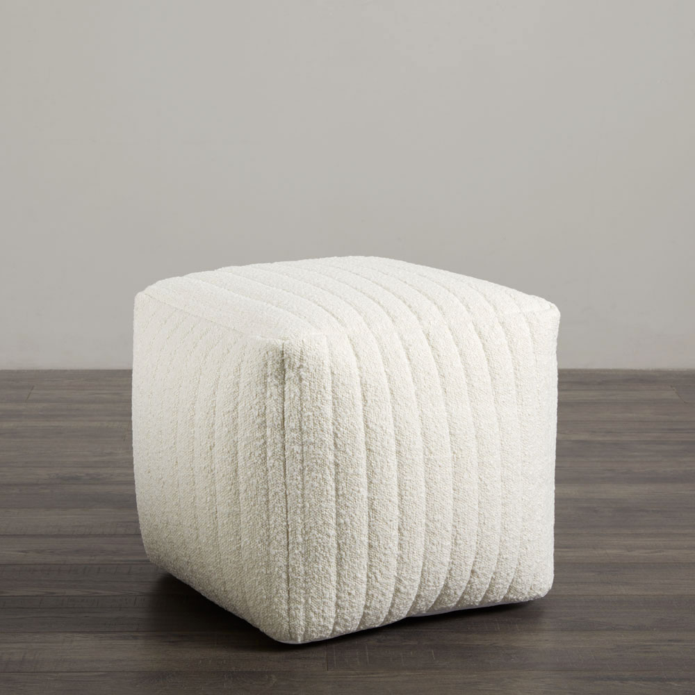 Channel Small Square Ottoman: White 